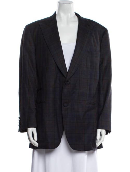 Paul Stuart Wool Plaid Print Blazer
