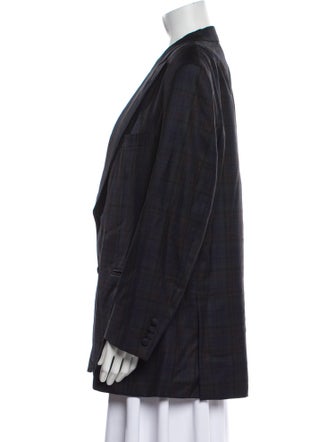 Paul Stuart Wool Plaid Print Blazer