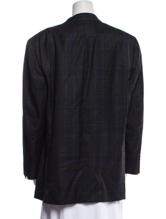 Paul Stuart Wool Plaid Print Blazer