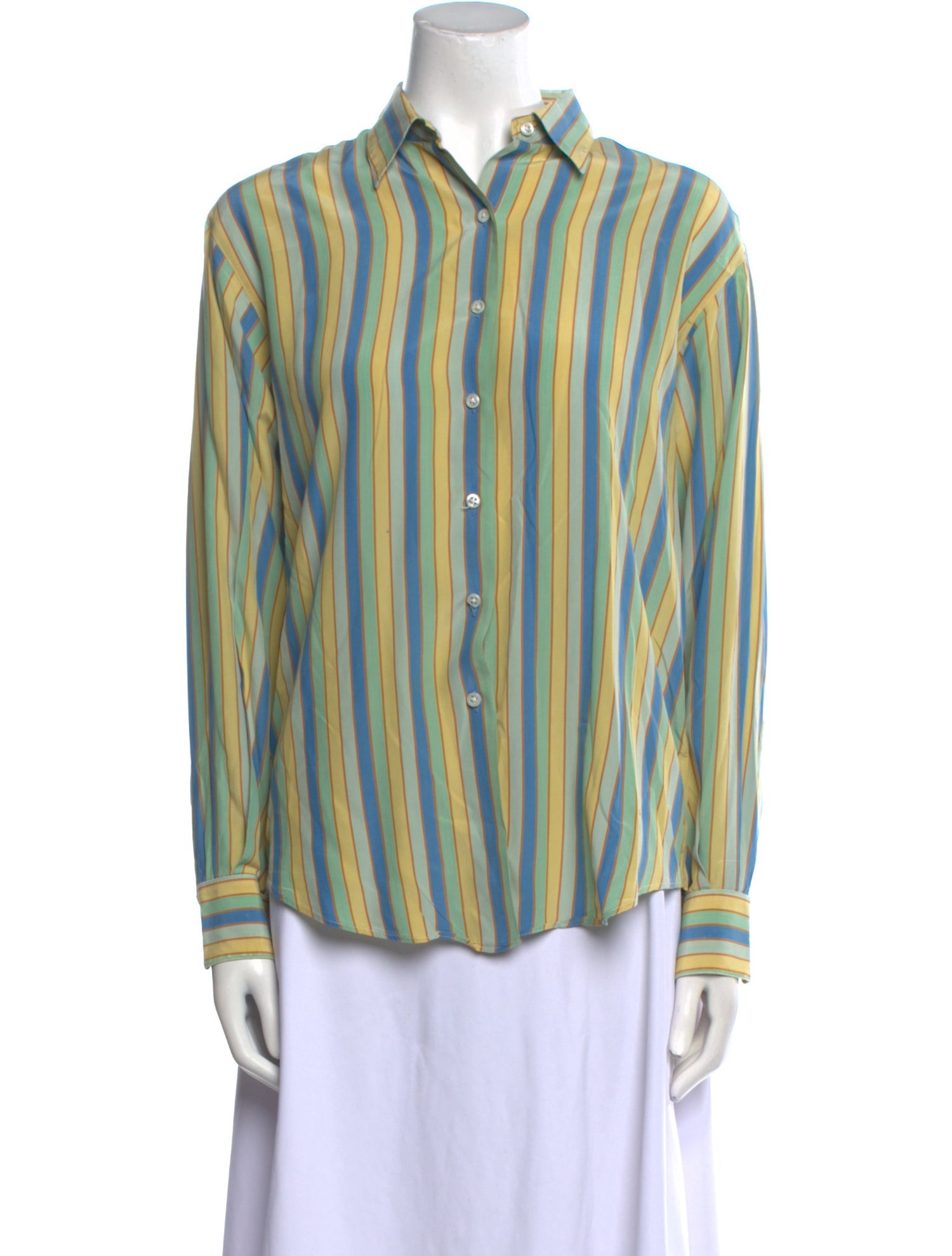 Paul Stuart Striped Long Sleeve Button-Up Top