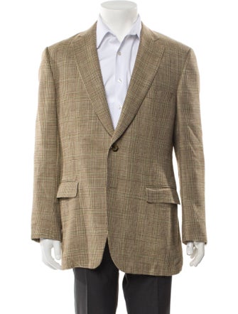 Paul Stuart Wool Plaid Print Blazer