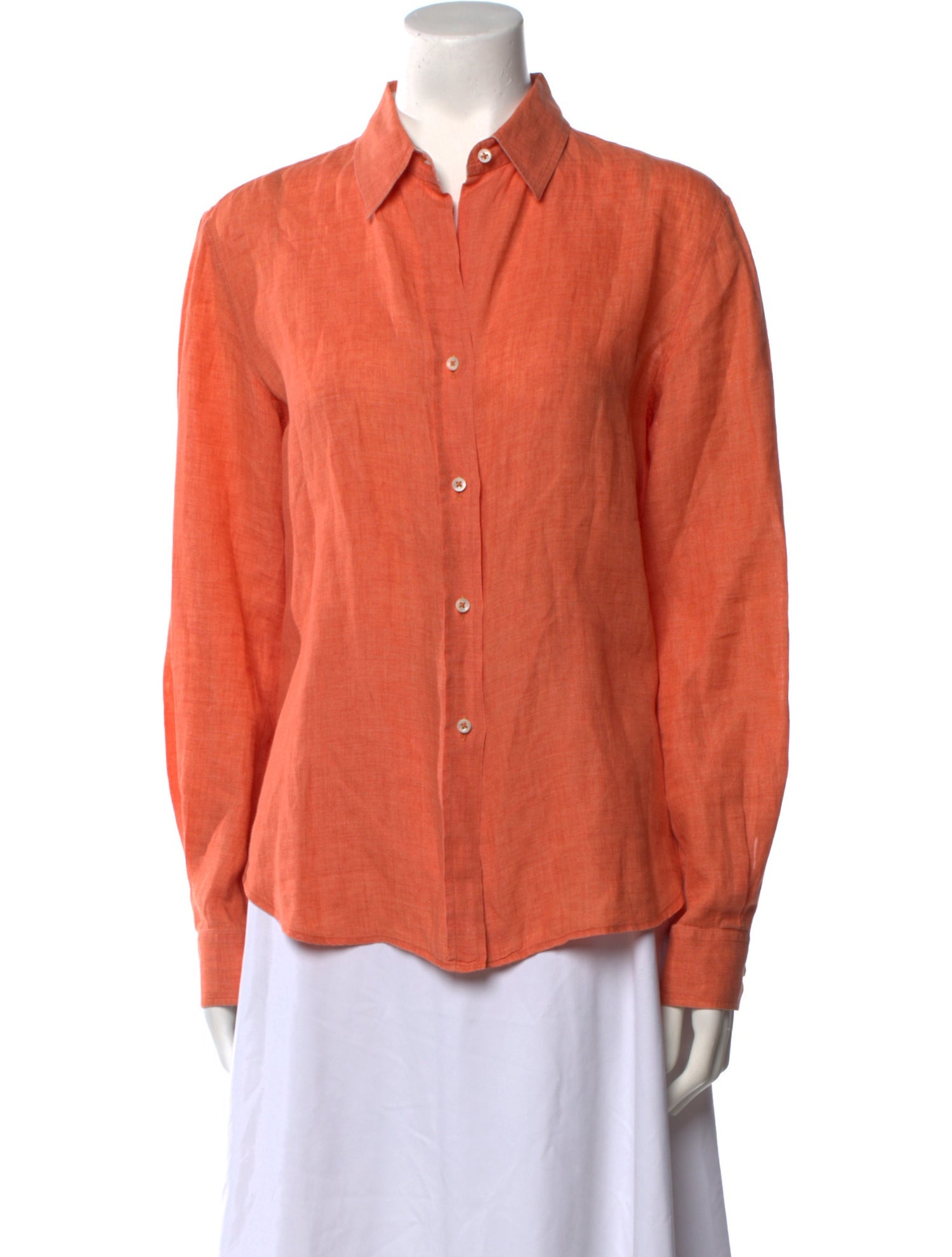 Paul Stuart Silk Long Sleeve Button-Up Top
