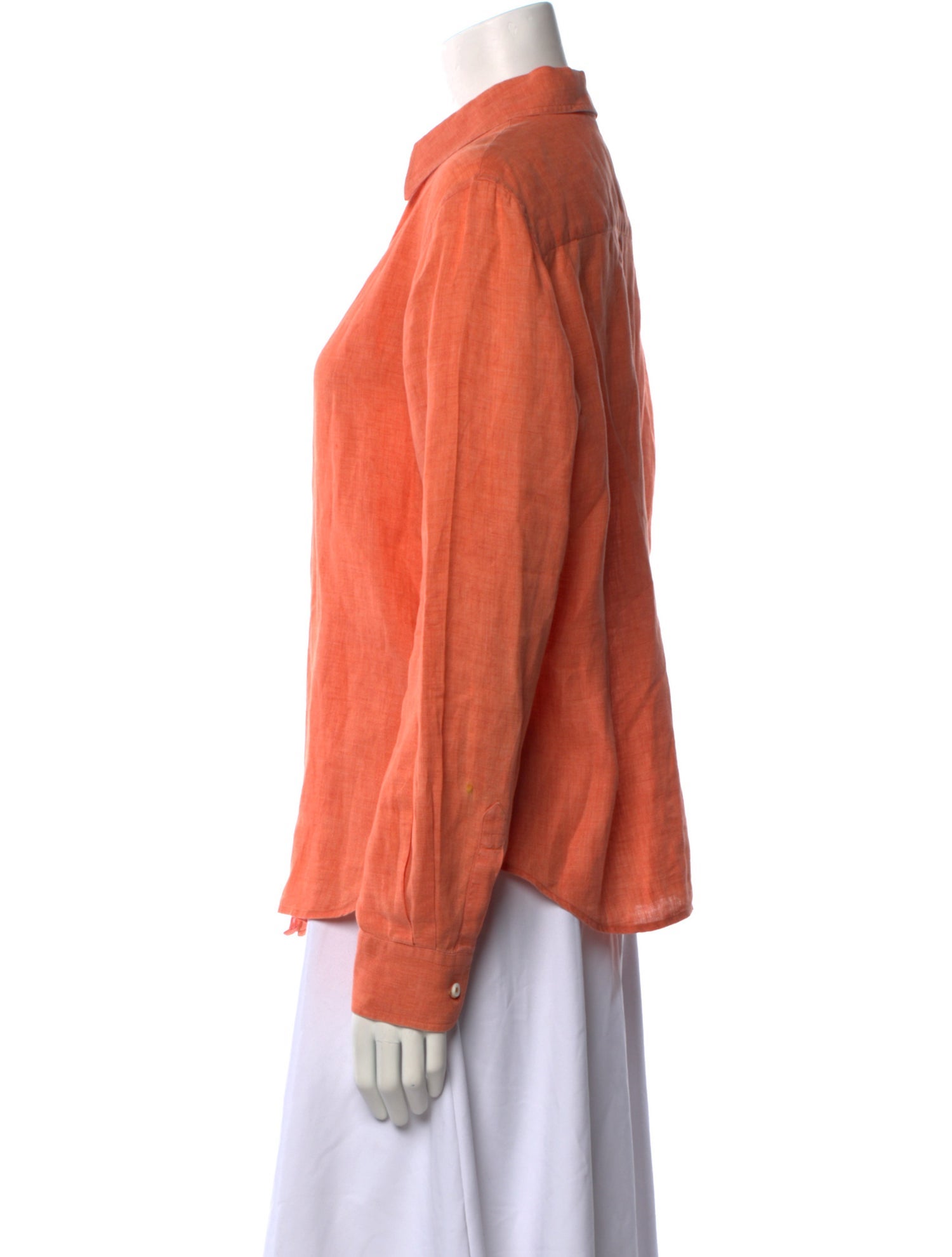 Paul Stuart Silk Long Sleeve Button-Up Top