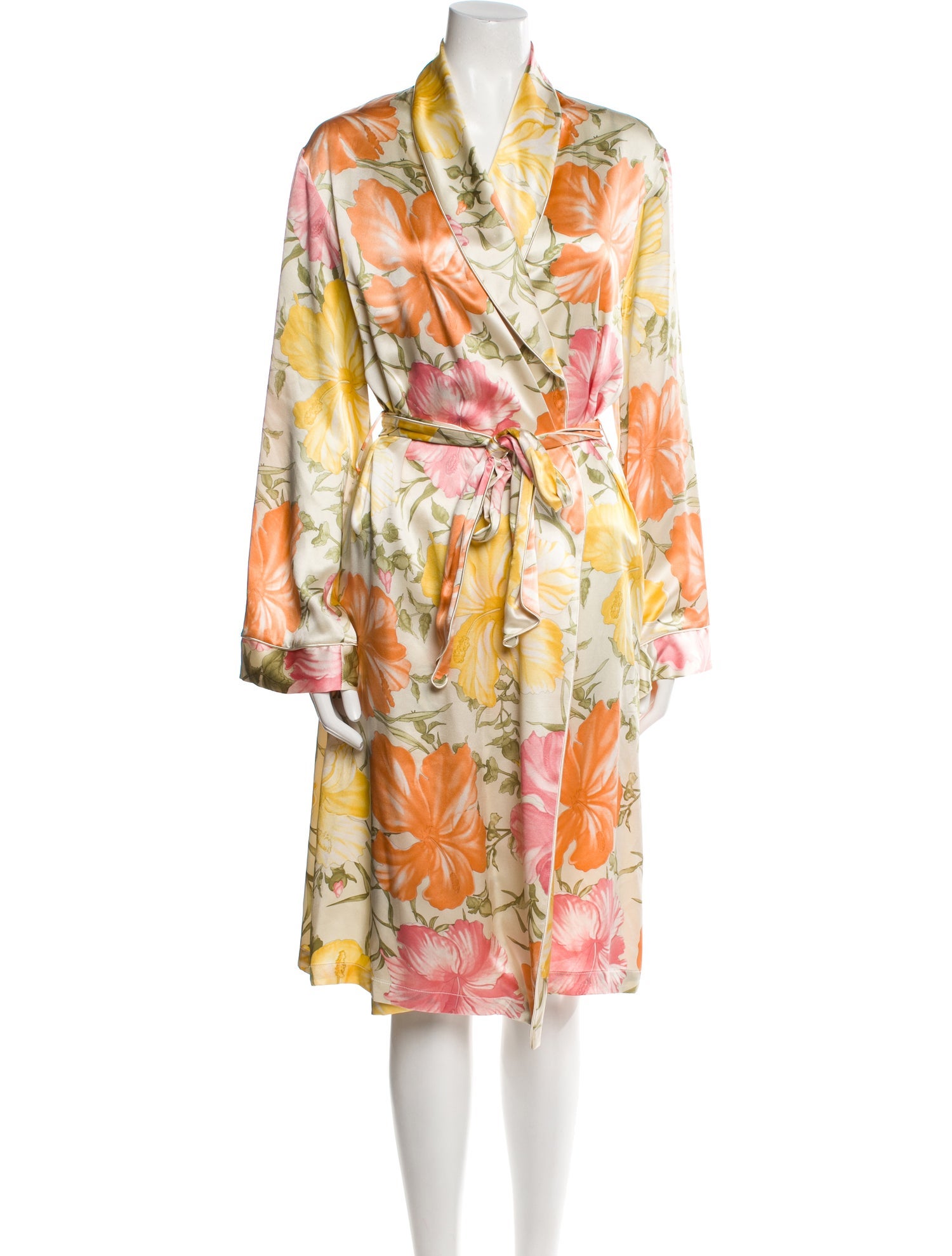 Paul Stuart Silk Floral Print Robe