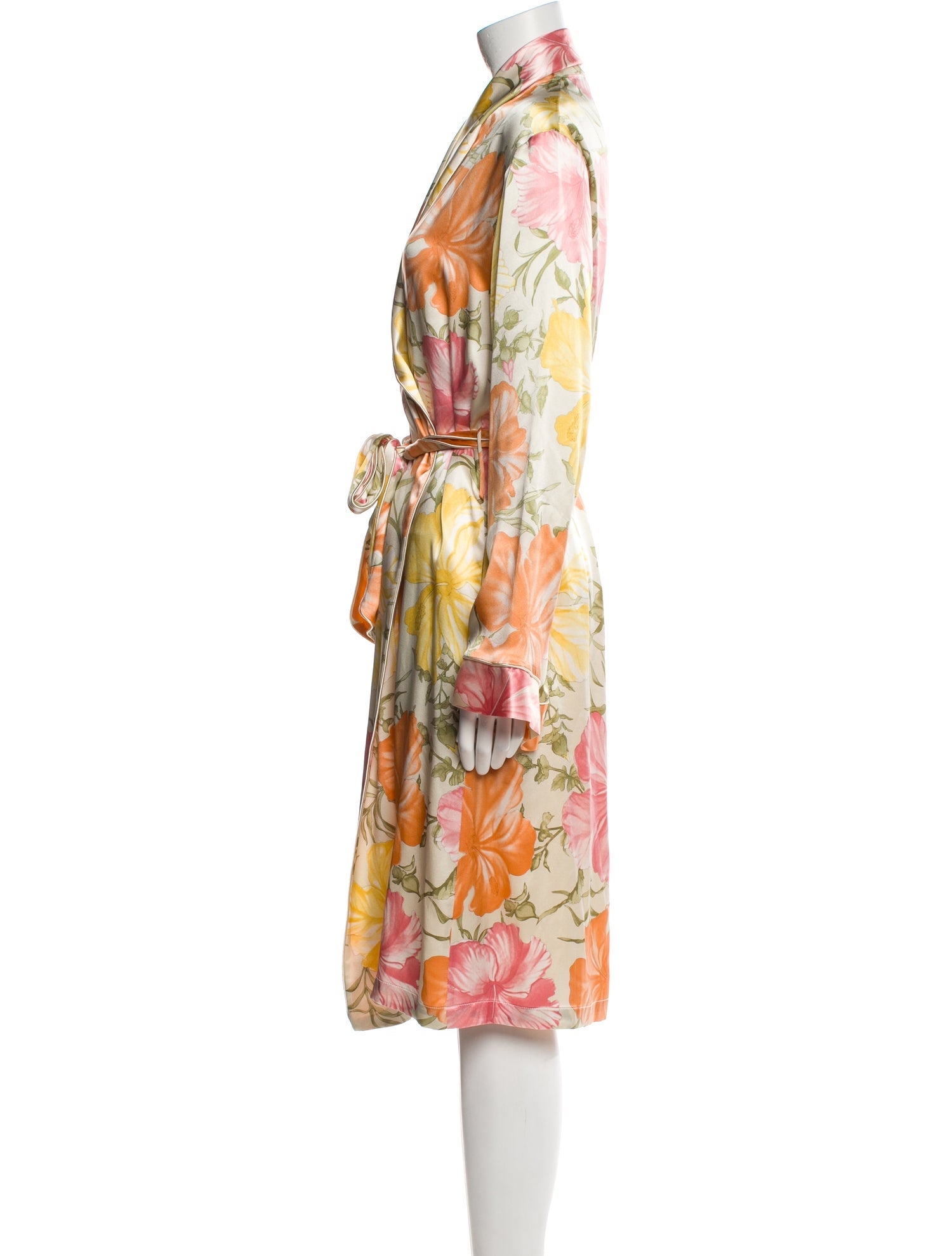 Paul Stuart Silk Floral Print Robe