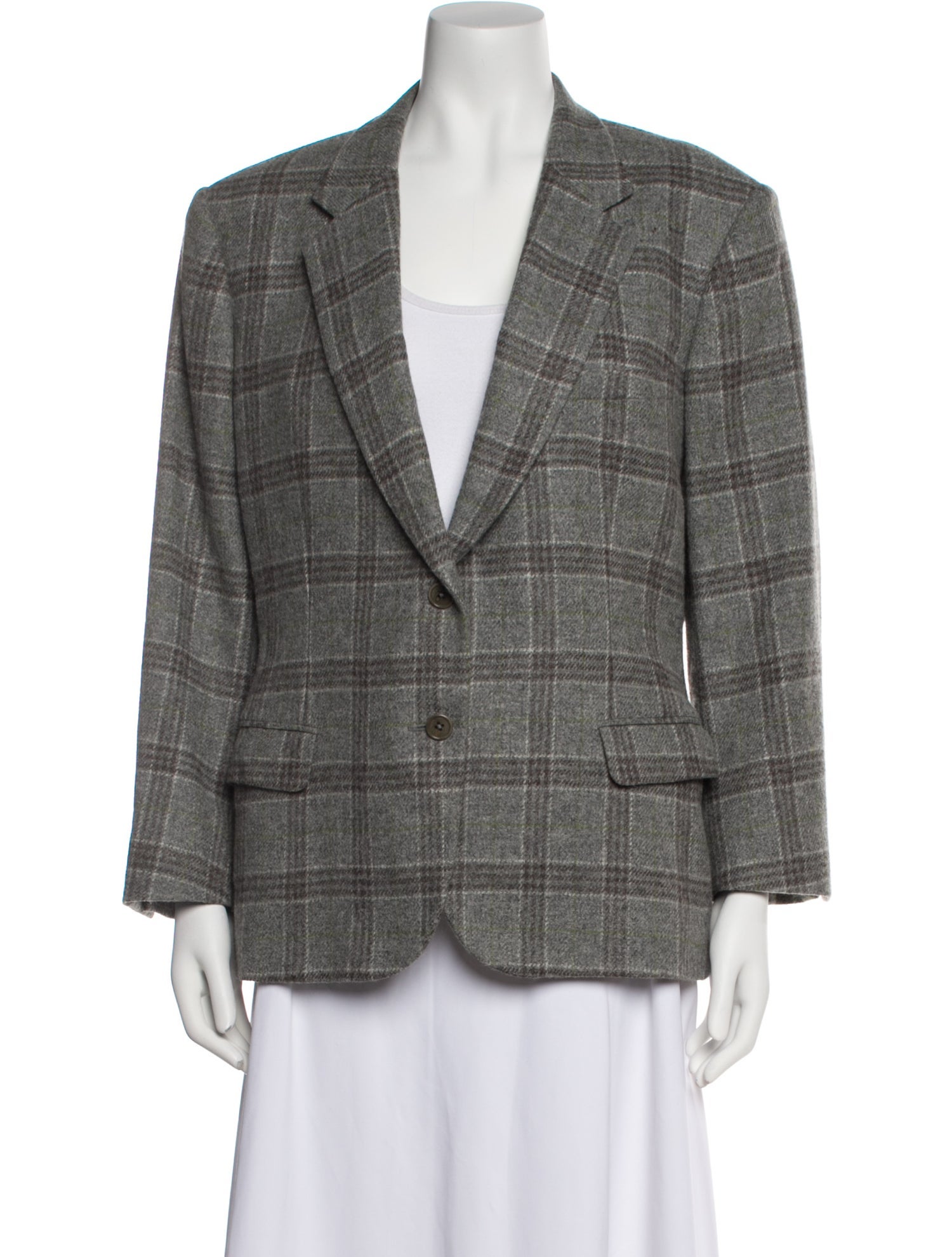 Paul Stuart Wool Plaid Print Blazer