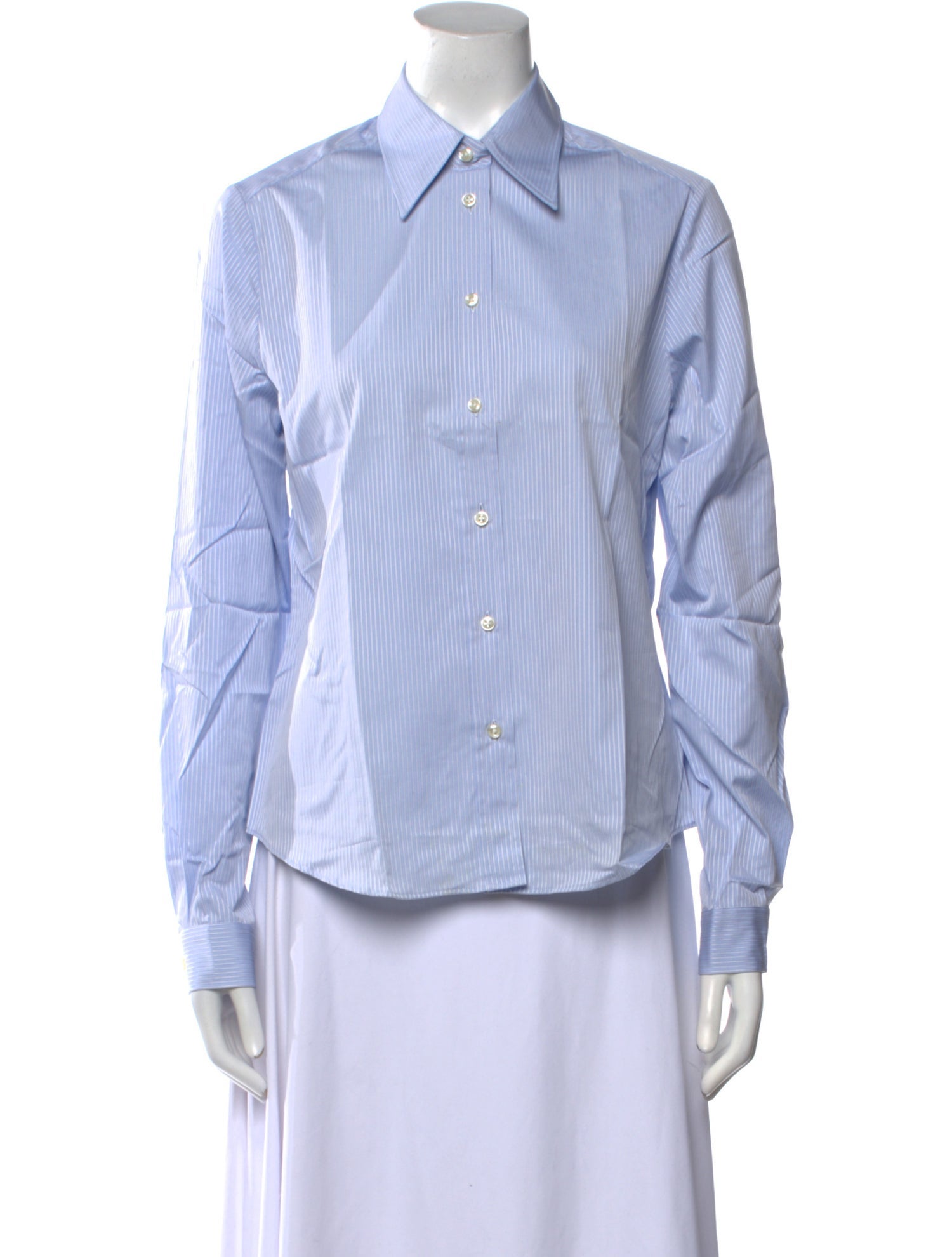 Paul Stuart Striped Long Sleeve Button-Up Top