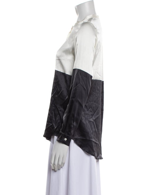 Paul Stuart Silk Mock Neck Button-Up Top