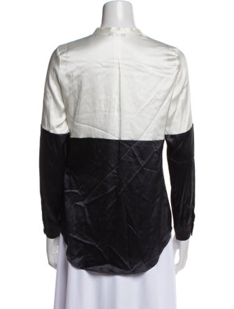 Paul Stuart Silk Mock Neck Button-Up Top