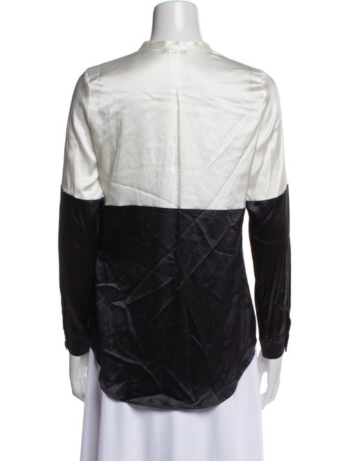 Paul Stuart Silk Mock Neck Button-Up Top