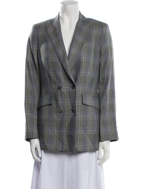 Paul Stuart Linen Plaid Print Blazer