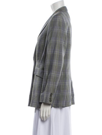 Paul Stuart Linen Plaid Print Blazer