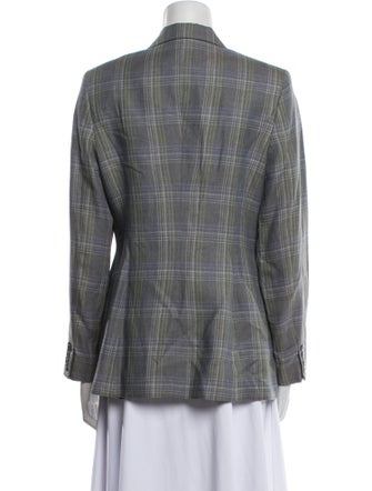 Paul Stuart Linen Plaid Print Blazer