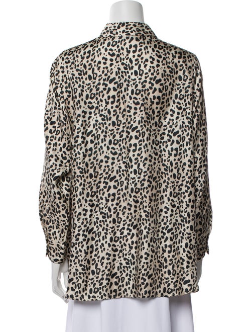Paul Stuart Silk Animal Print Button-Up Top