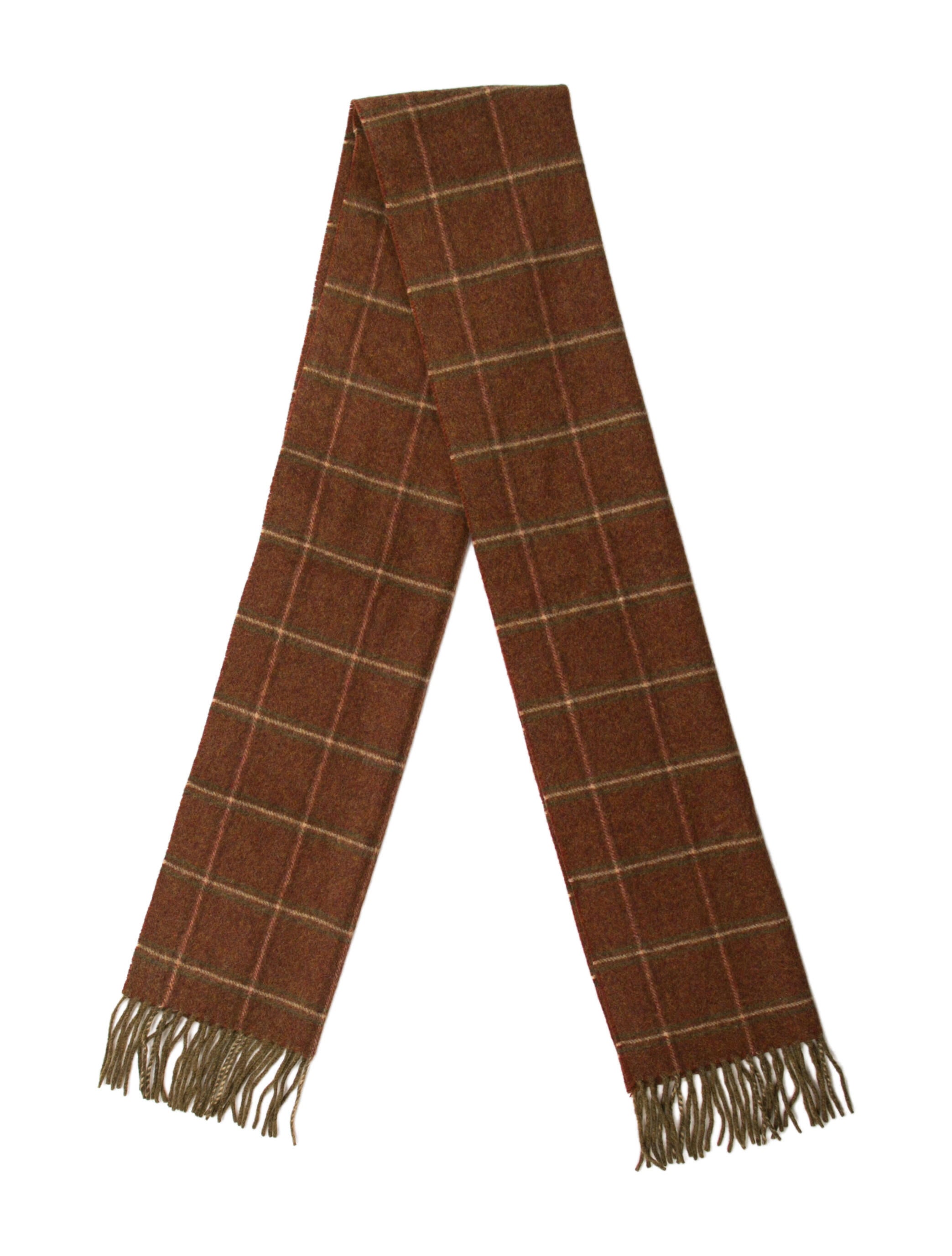 Paul Stuart Cashmere Plaid Print Scarf