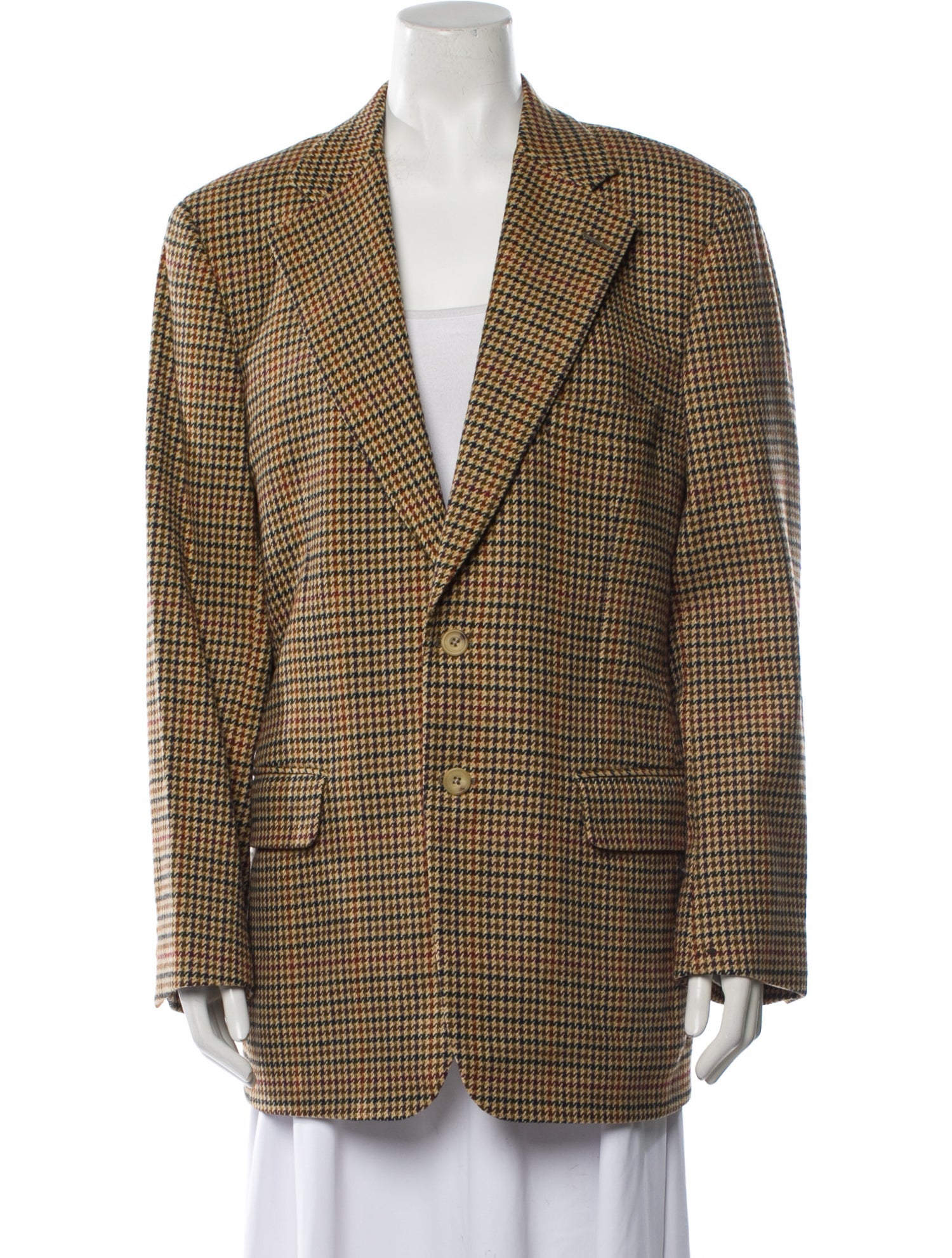 Paul Stuart Wool Plaid Print Coat