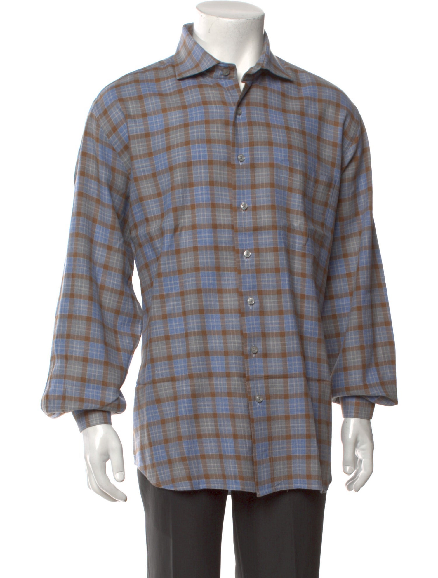 Paul Stuart Plaid Print Long Sleeve Shirt