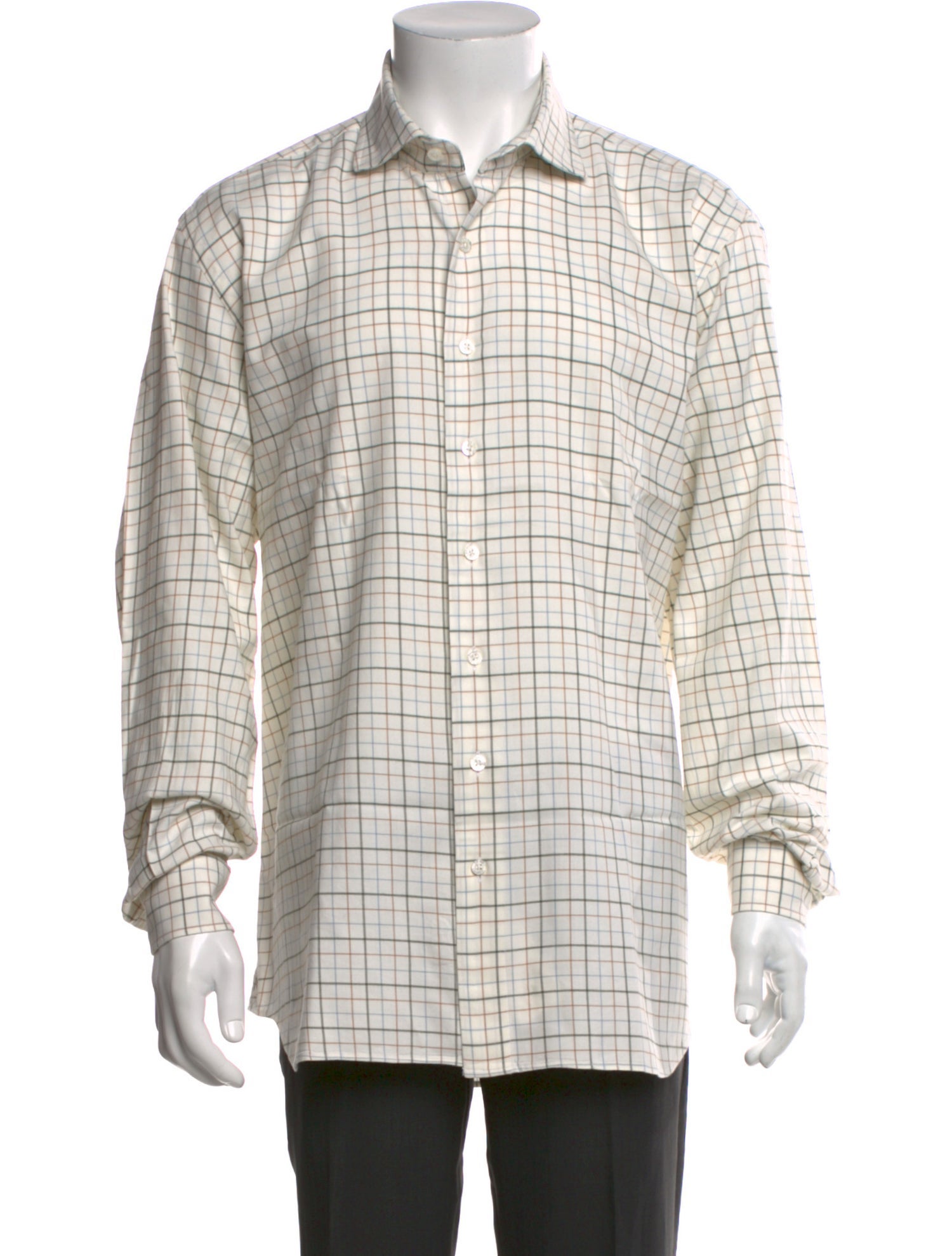 Paul Stuart Plaid Print Long Sleeve Dress Shirt