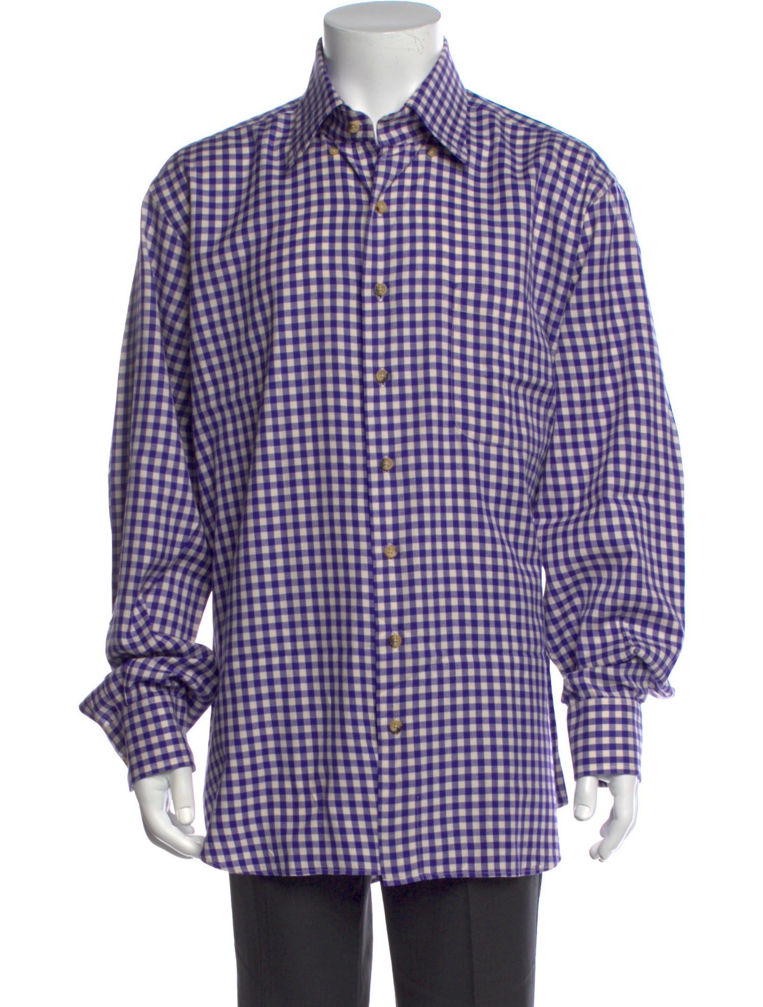 Paul Stuart Plaid Print Long Sleeve Dress Shirt