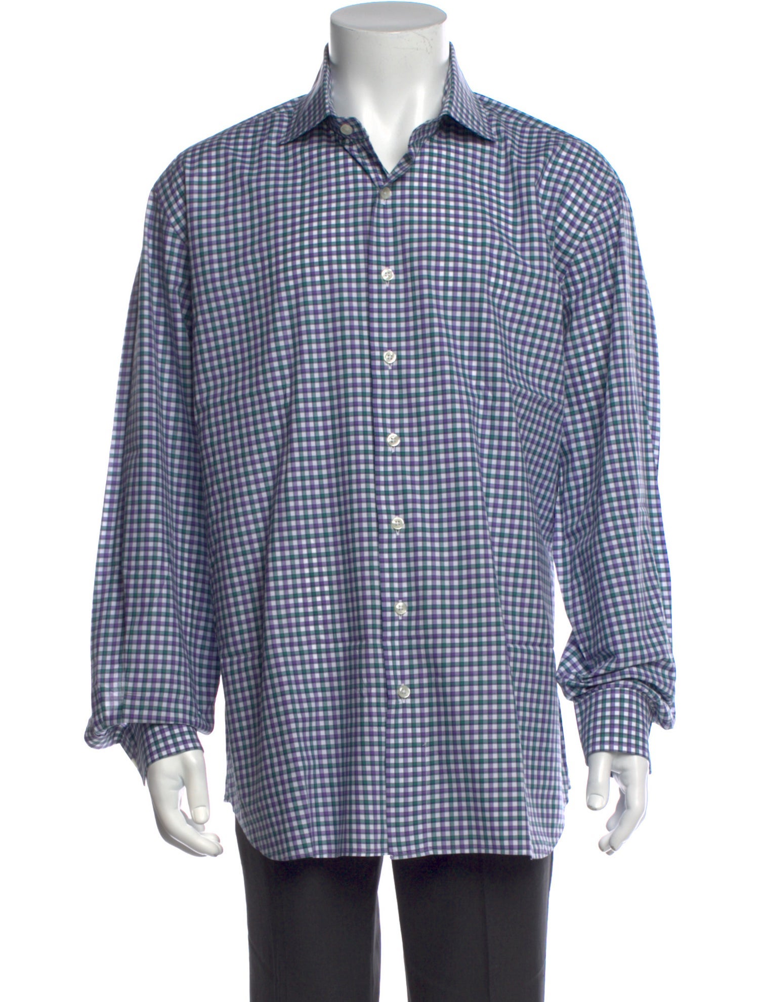 Paul Stuart Plaid Print Long Sleeve Dress Shirt