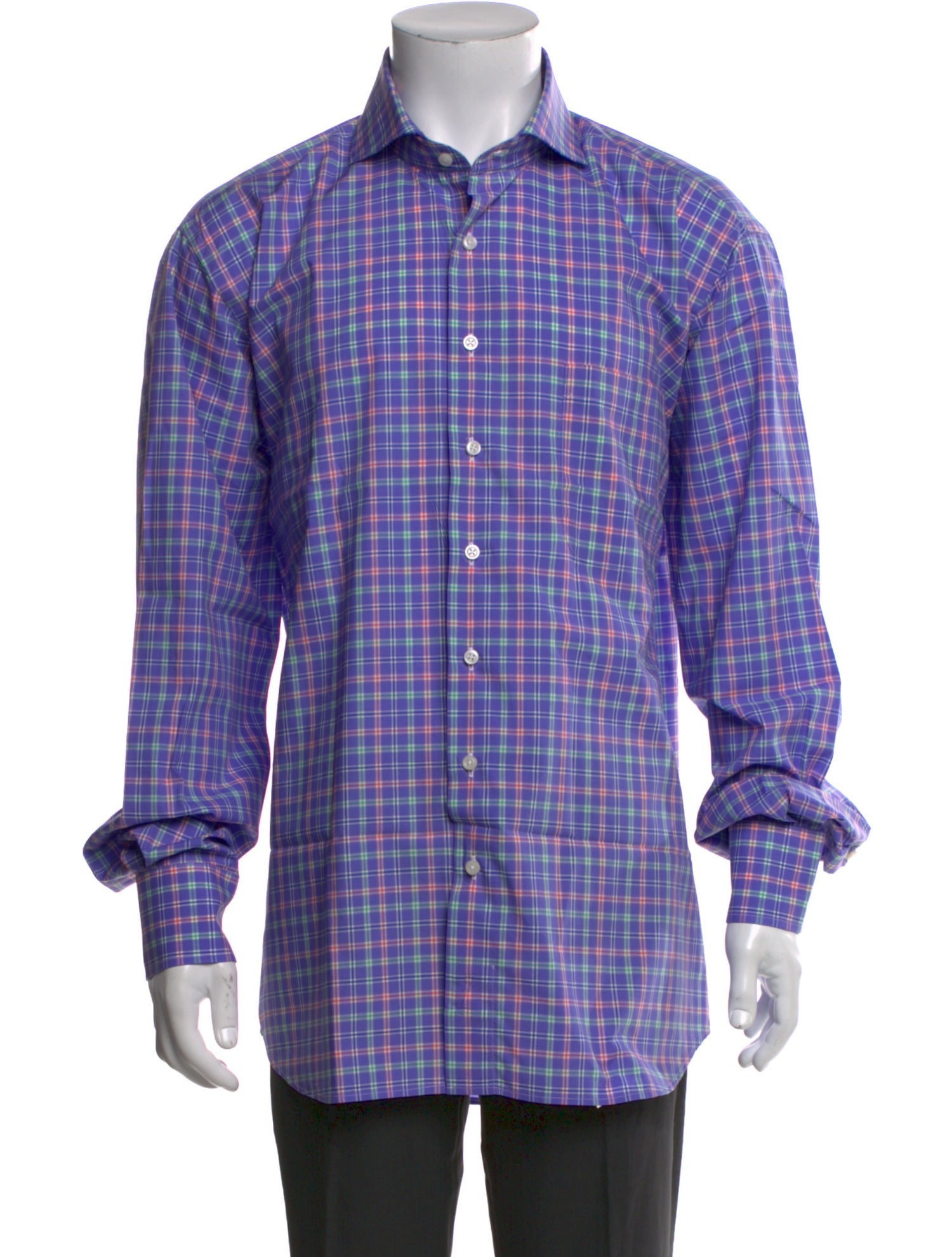 Paul Stuart Plaid Print Long Sleeve Dress Shirt