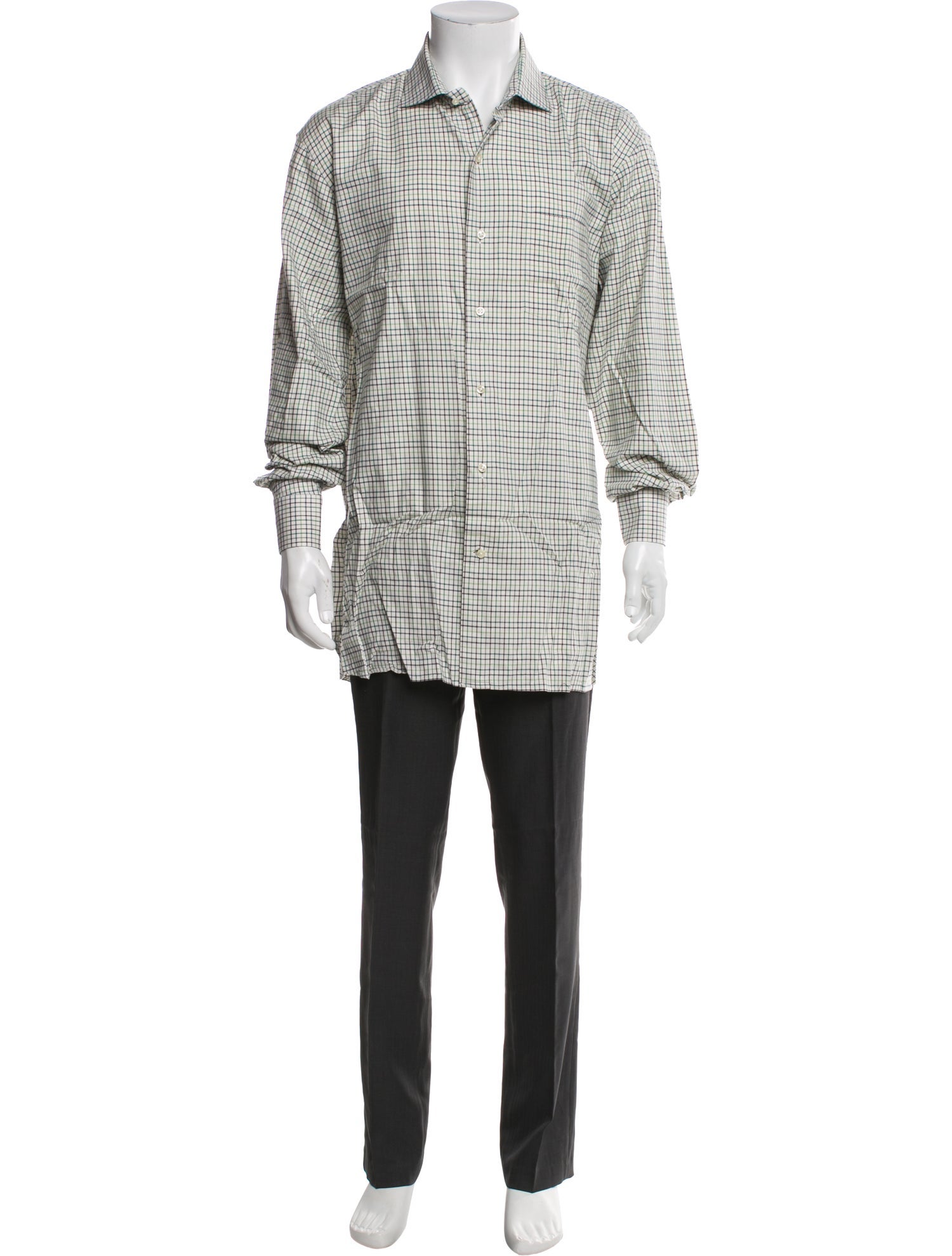 Paul Stuart Plaid Print Long Sleeve Dress Shirt