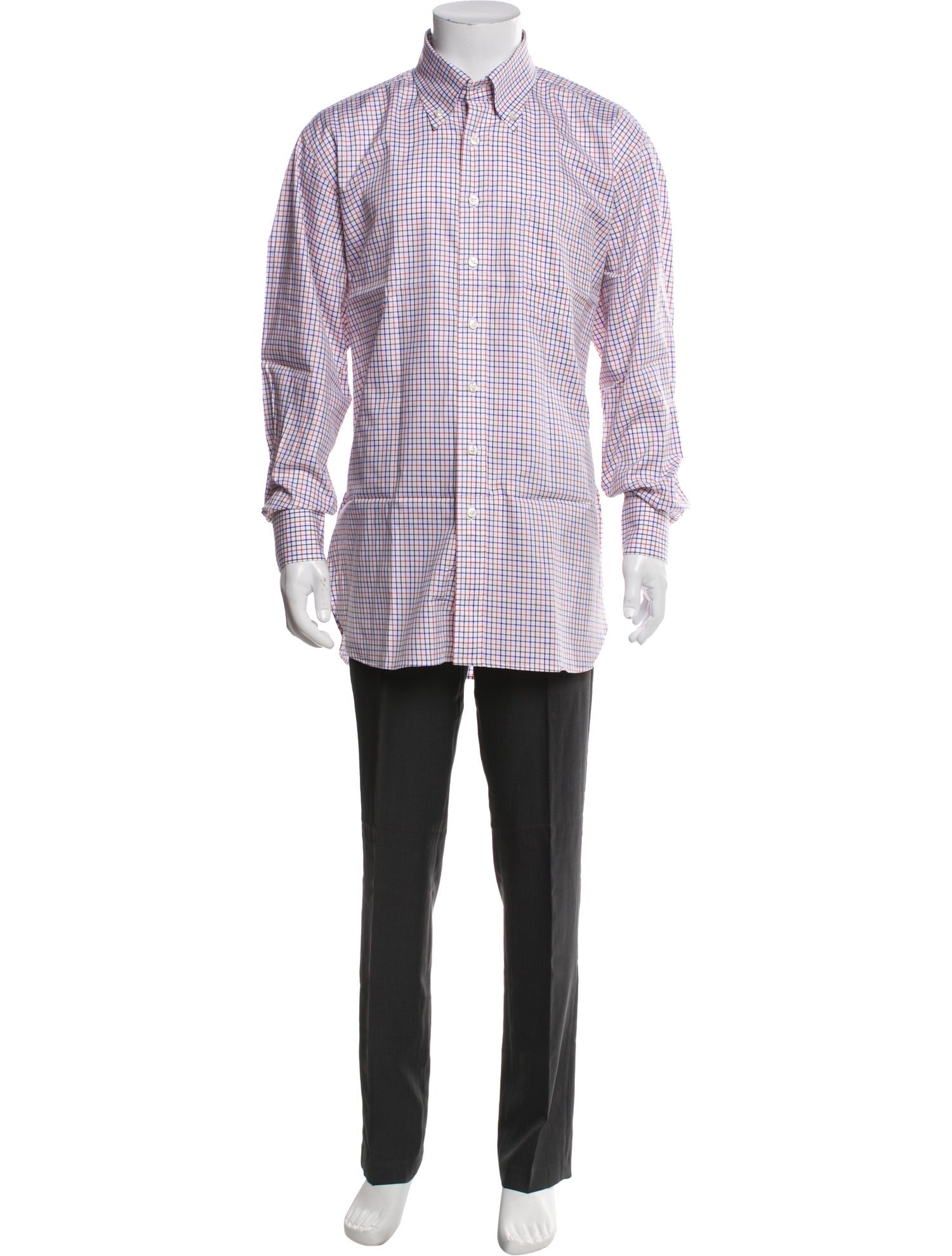 Paul Stuart Plaid Print Long Sleeve Dress Shirt