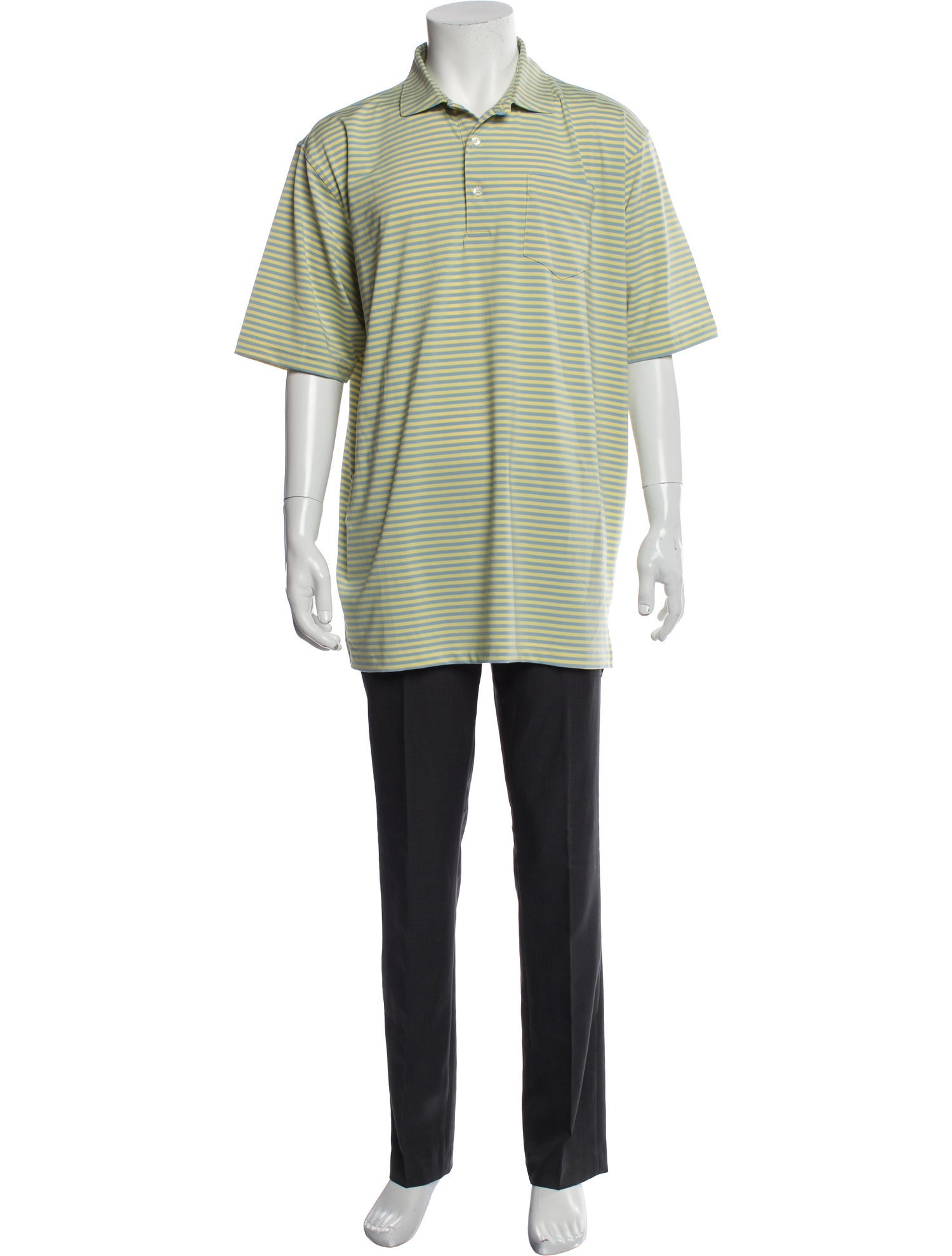 Paul Stuart Striped Collar Polo Shirt