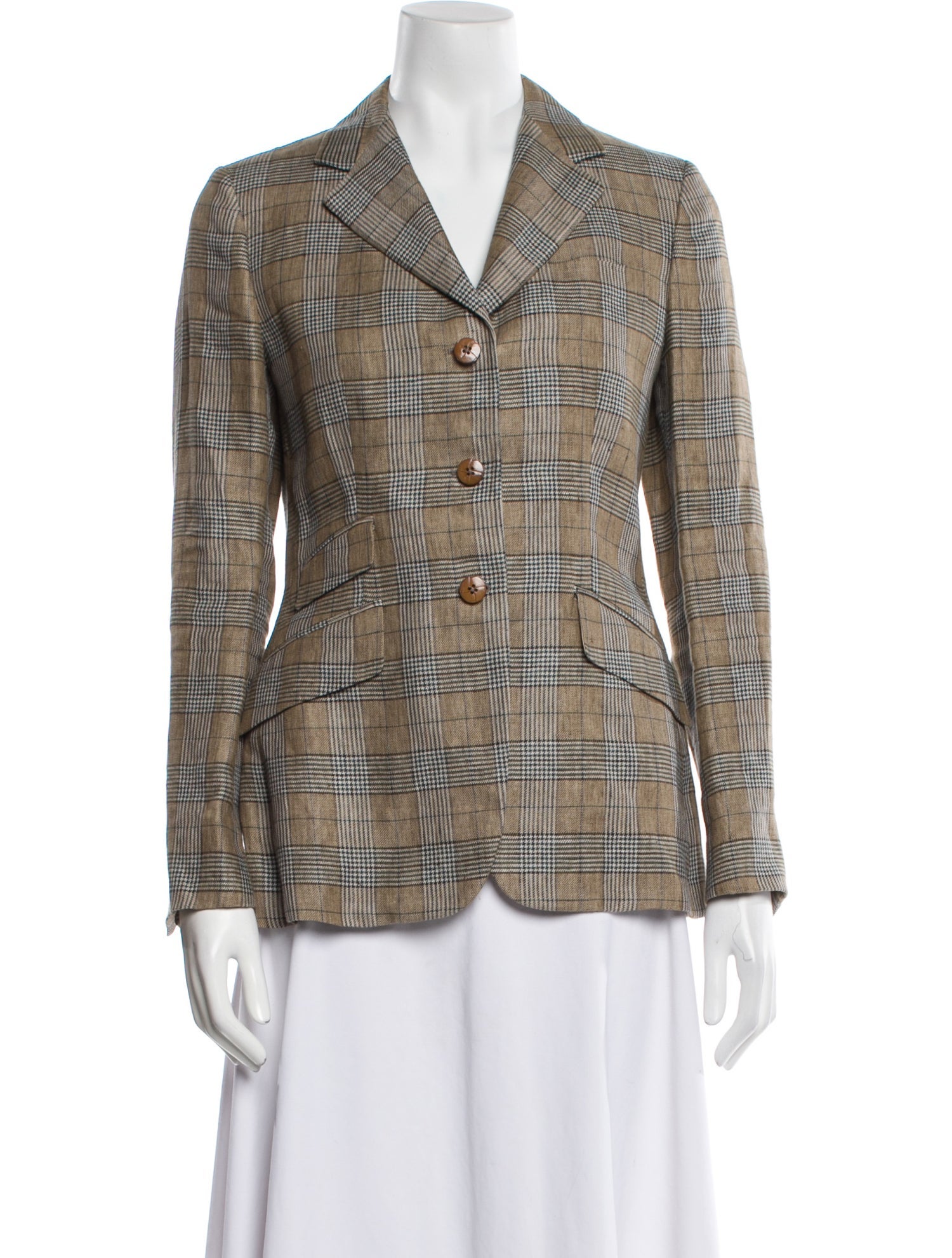 Paul Stuart Linen Plaid Print Blazer