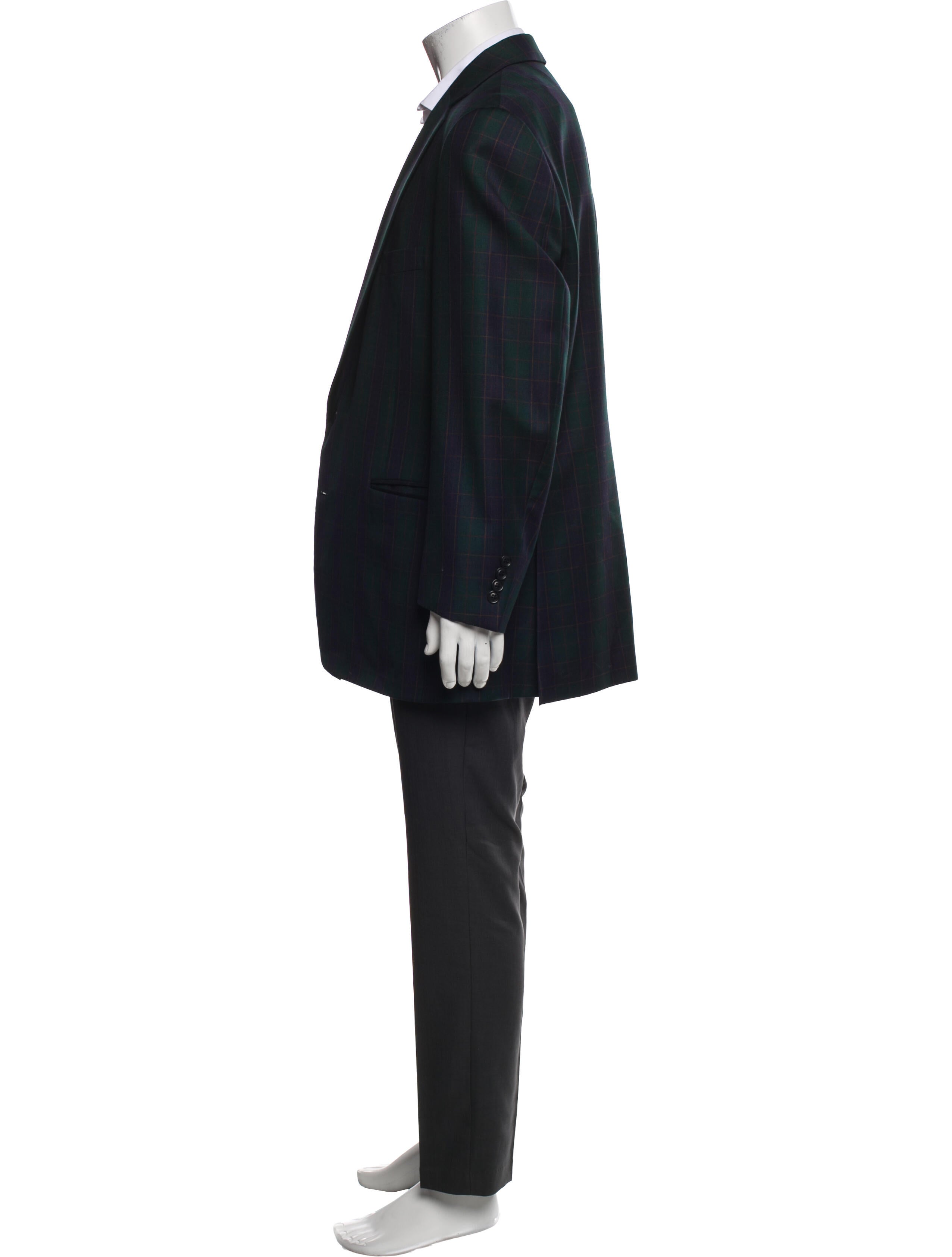 Paul Stuart Wool Plaid Print Blazer