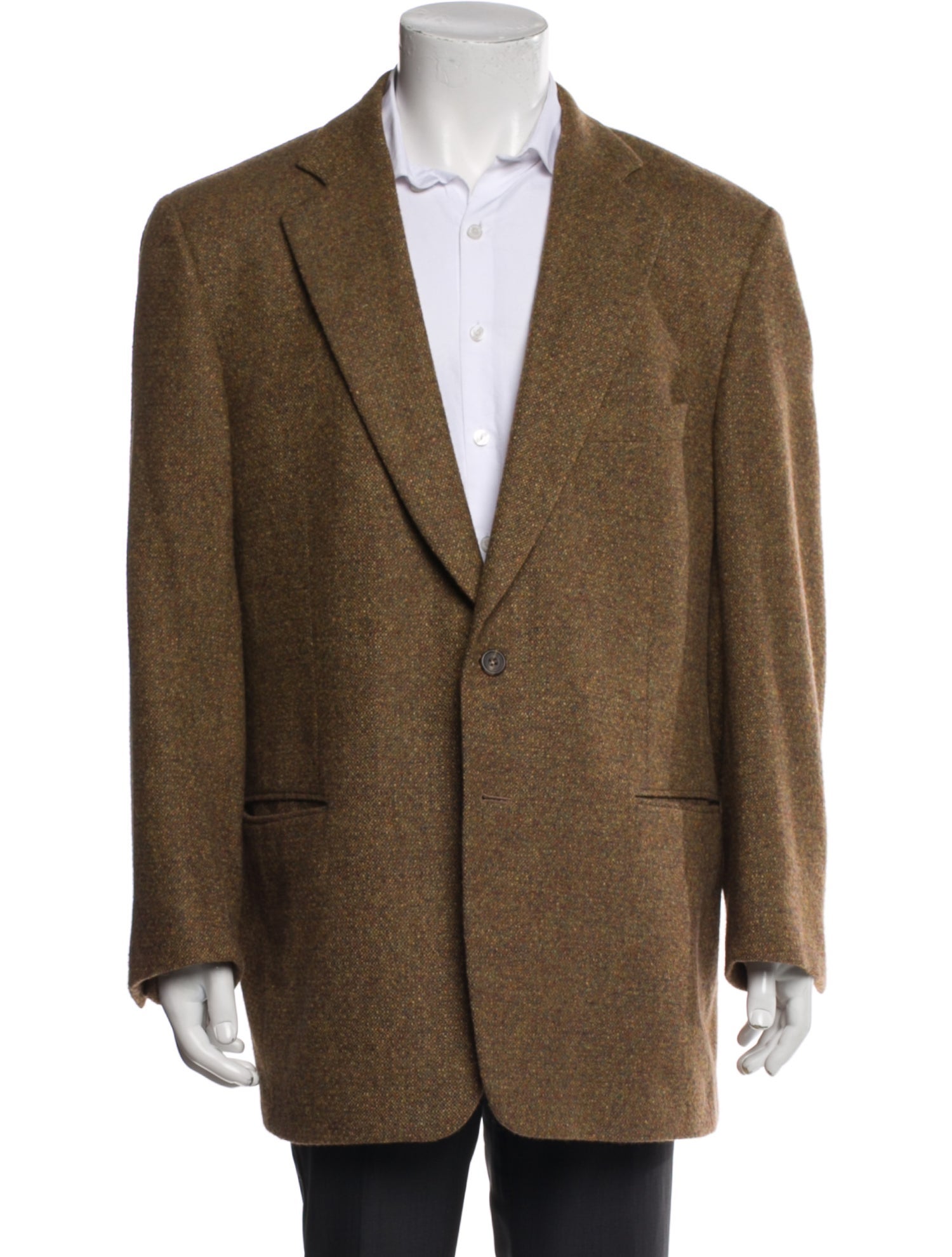 Paul Stuart Cashmere Tweed Pattern Overcoat
