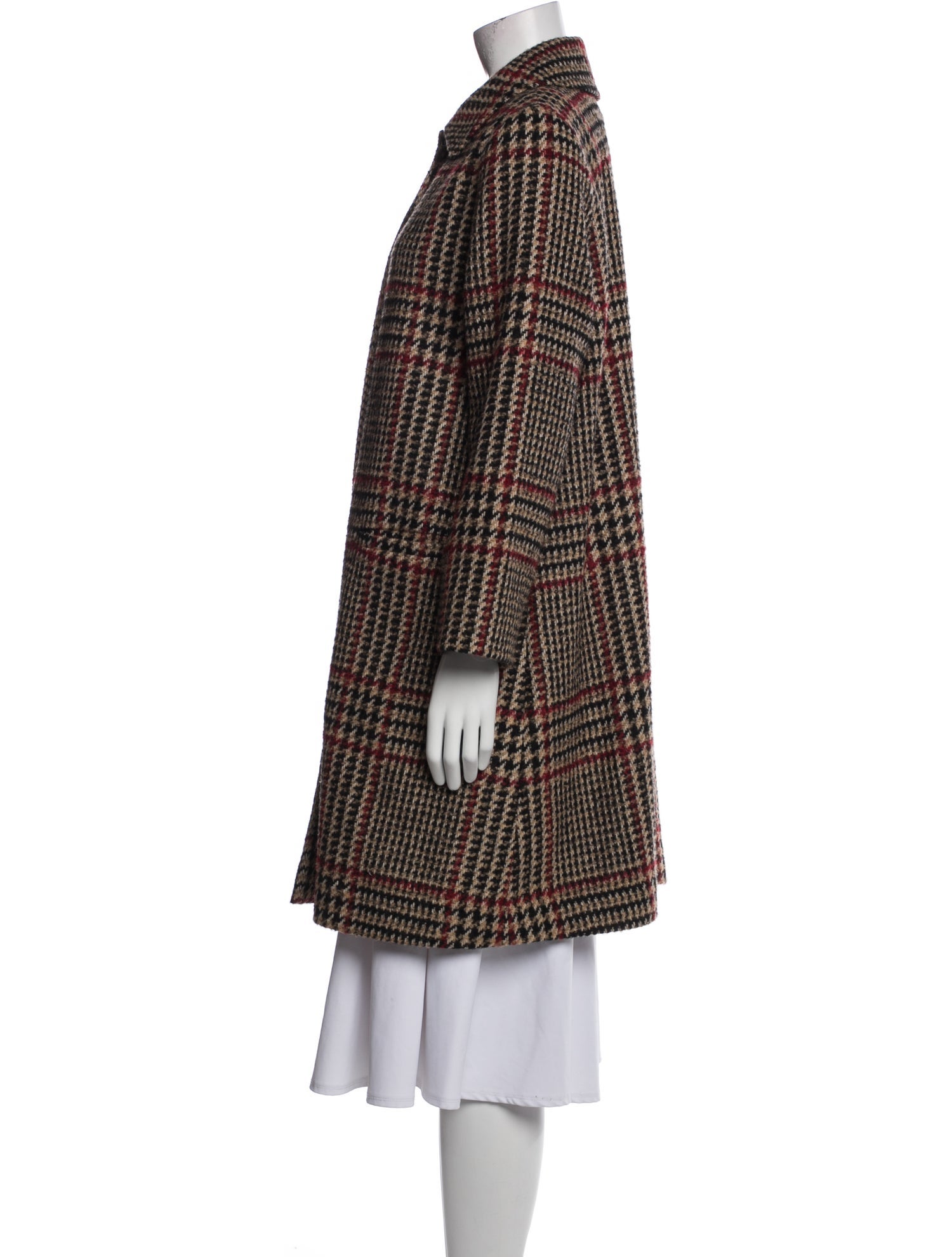 Paul Stuart Virgin Wool Plaid Print Coat