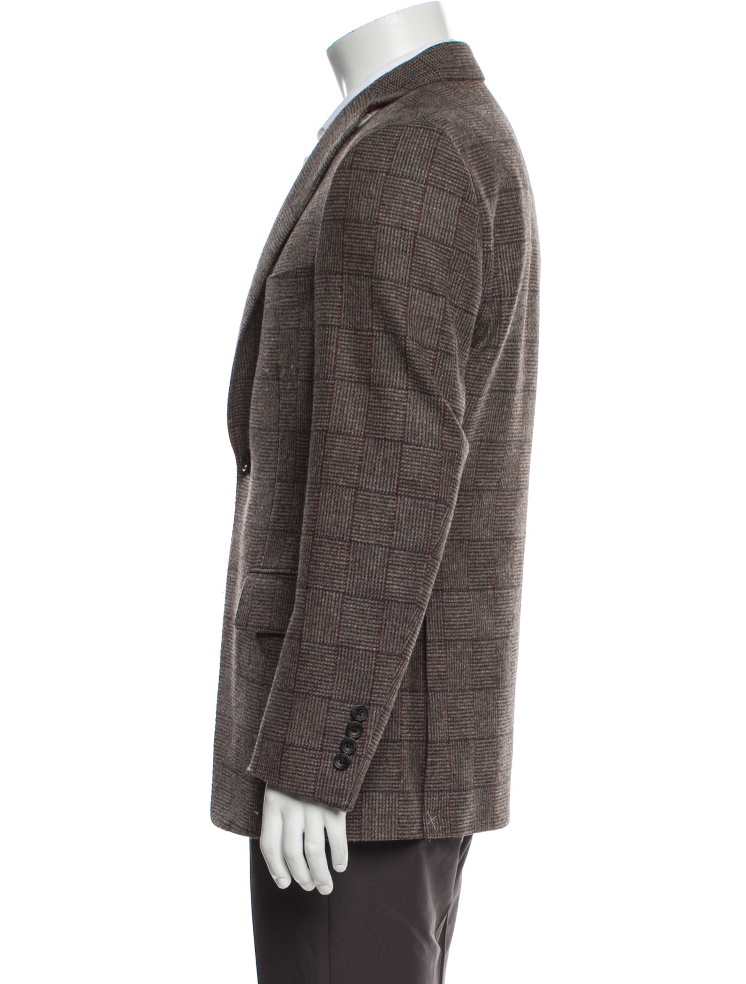 Paul Stuart Wool Plaid Print Blazer