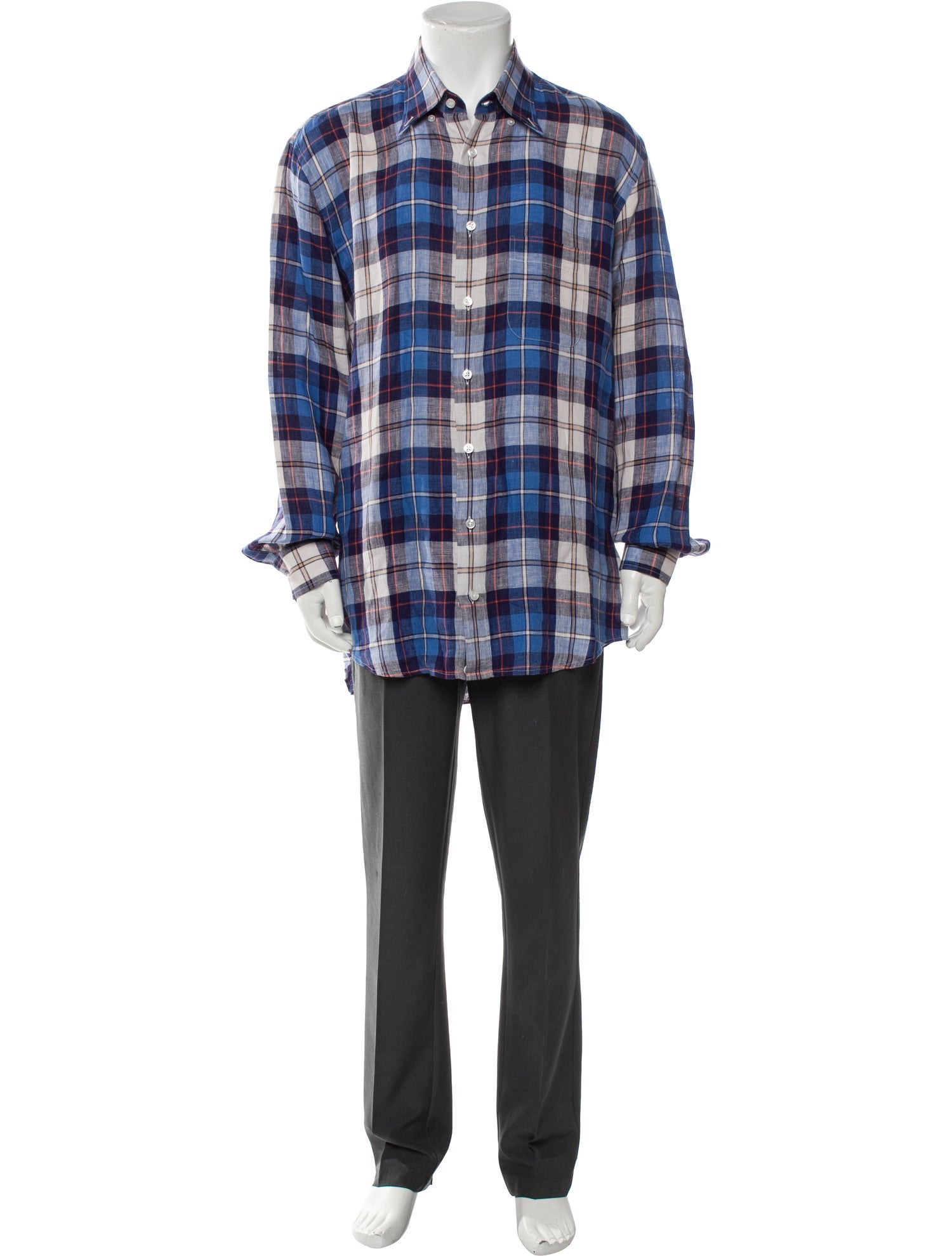Paul Stuart Plaid Print Long Sleeve Shirt