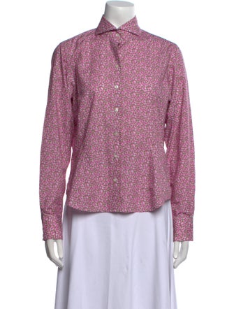 Paul Stuart Printed Long Sleeve Button-Up Top