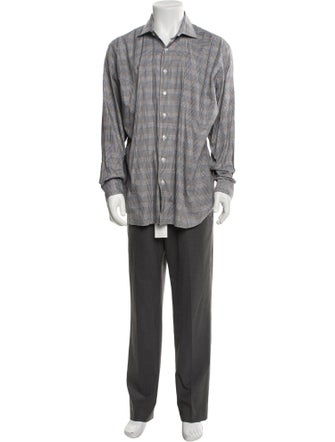Paul Stuart Plaid Print Long Sleeve Shirt