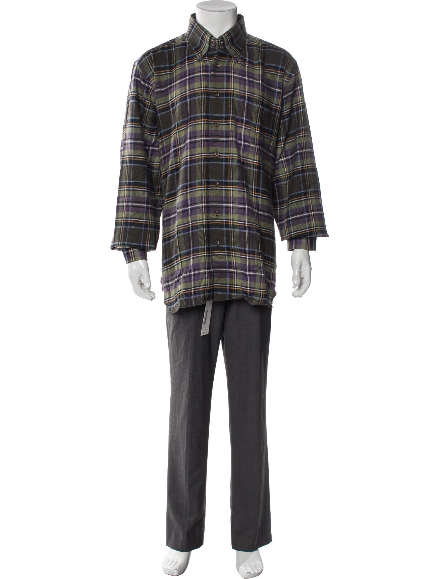Paul Stuart Plaid Print Long Sleeve Dress Shirt