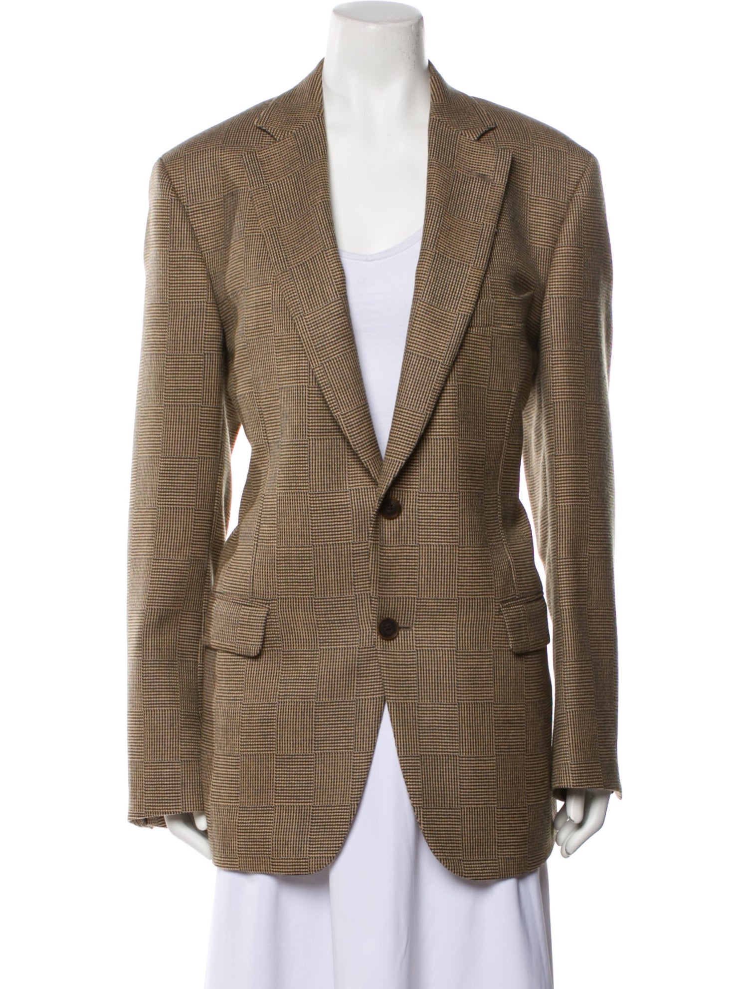 Paul Stuart Wool Plaid Print Blazer