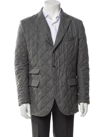 Paul Stuart Wool Plaid Print Utility Jacket