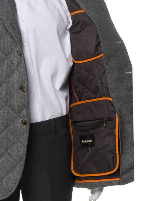 Paul Stuart Wool Plaid Print Utility Jacket