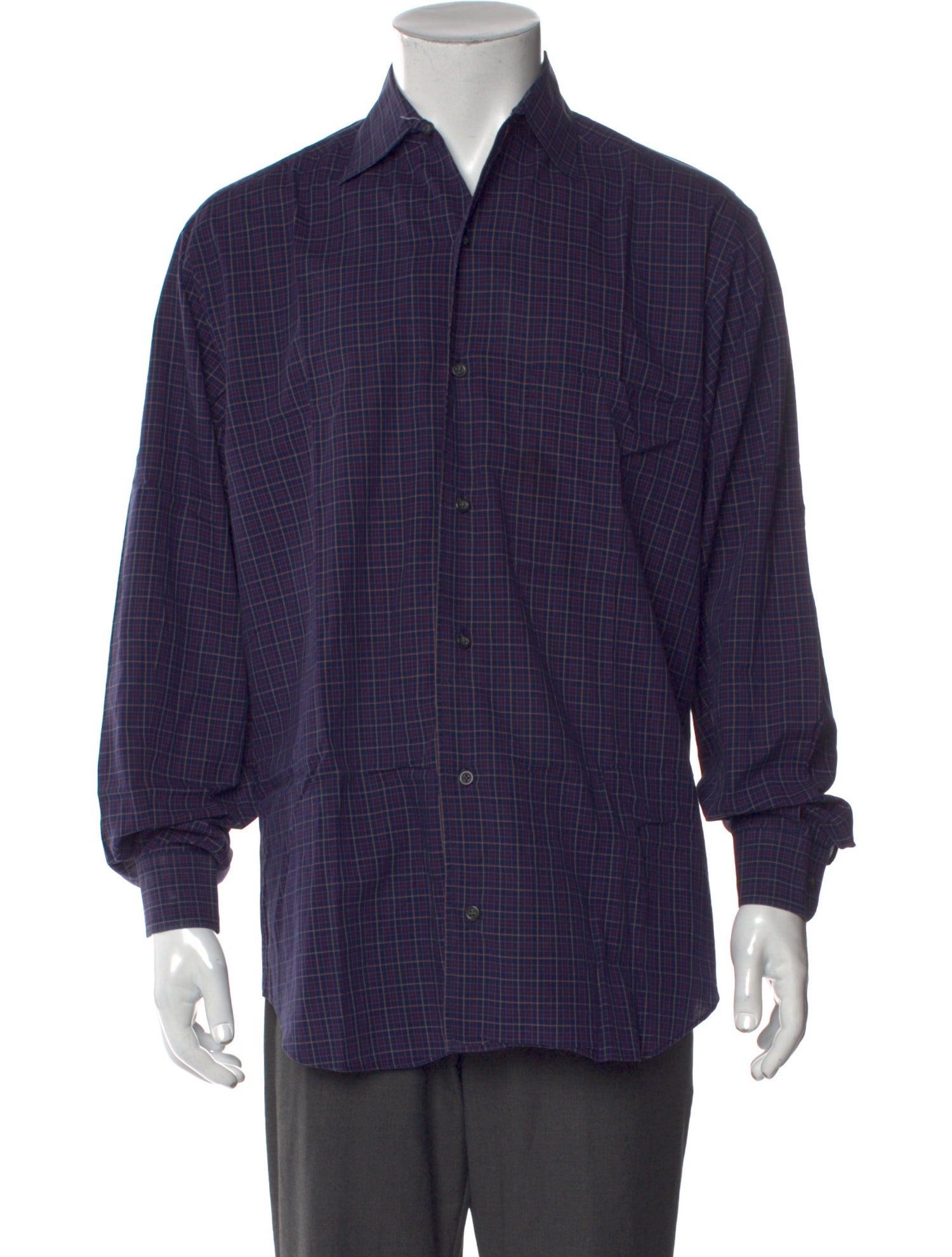Paul Stuart Plaid Print Long Sleeve Dress Shirt