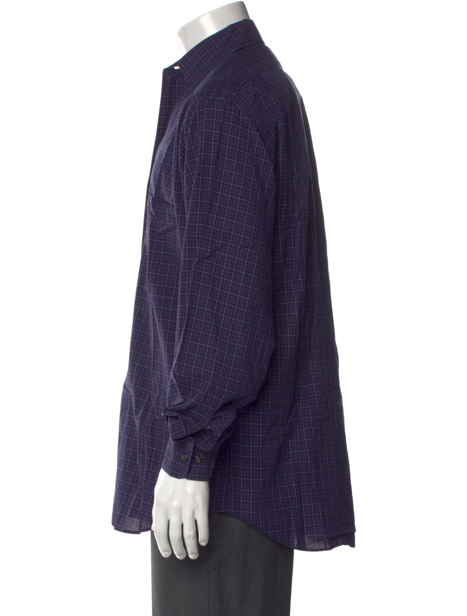 Paul Stuart Plaid Print Long Sleeve Dress Shirt