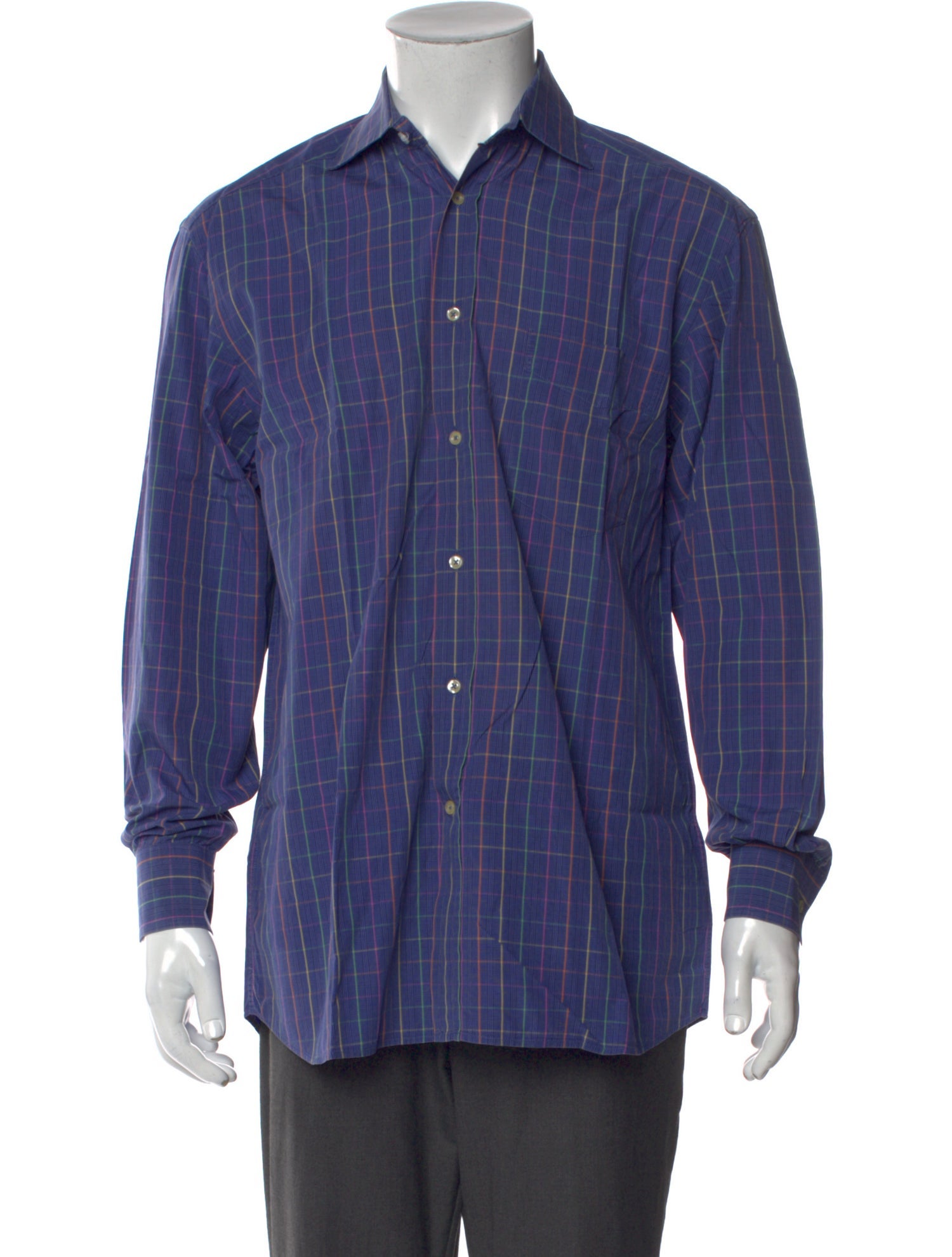 Paul Stuart Plaid Print Long Sleeve Dress Shirt