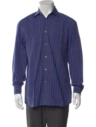 Paul Stuart Plaid Print Long Sleeve Dress Shirt