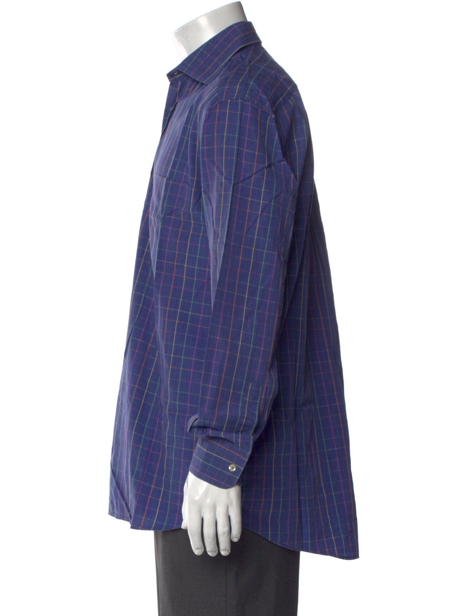 Paul Stuart Plaid Print Long Sleeve Dress Shirt