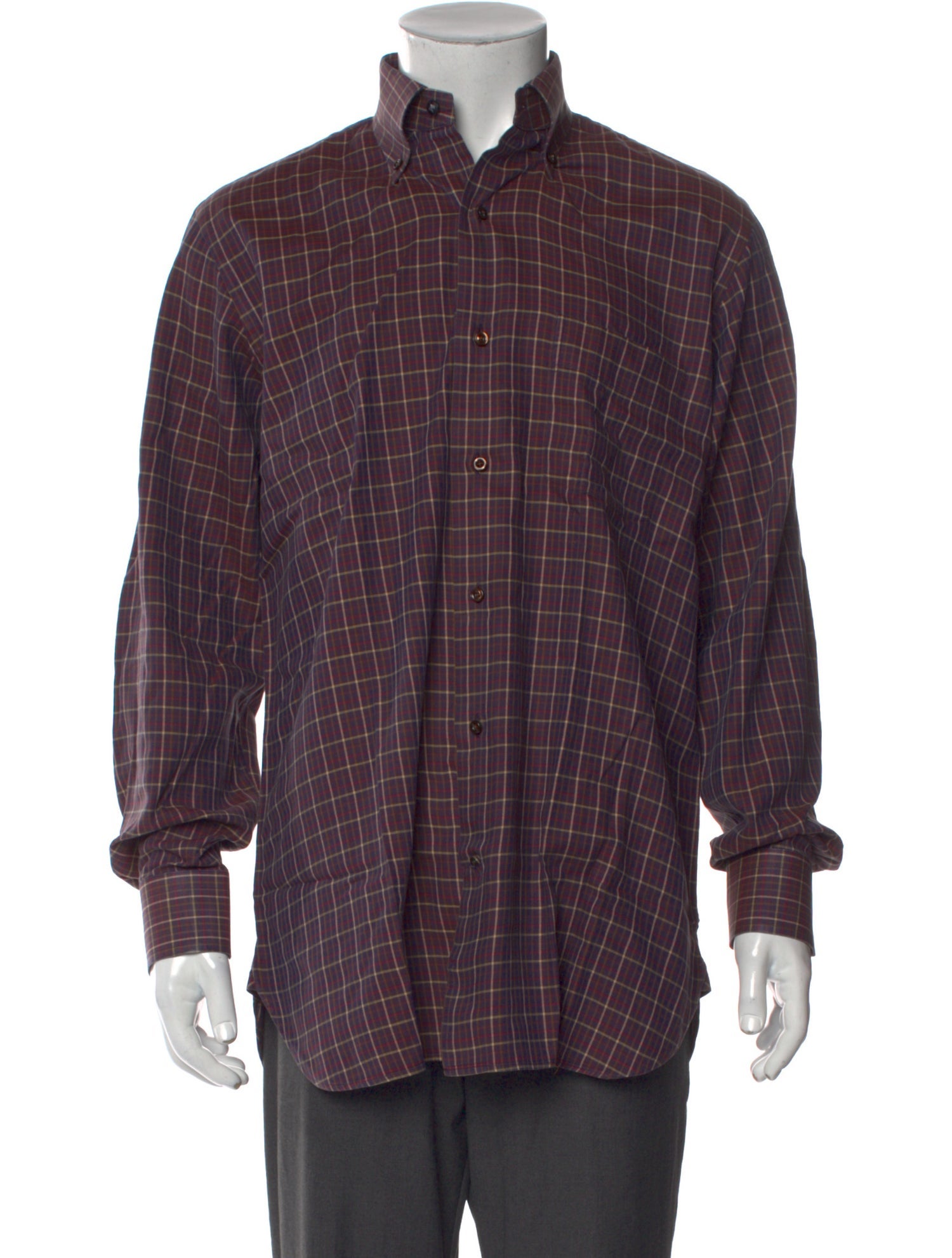 Paul Stuart Plaid Print Long Sleeve Dress Shirt