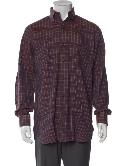 Paul Stuart Plaid Print Long Sleeve Dress Shirt