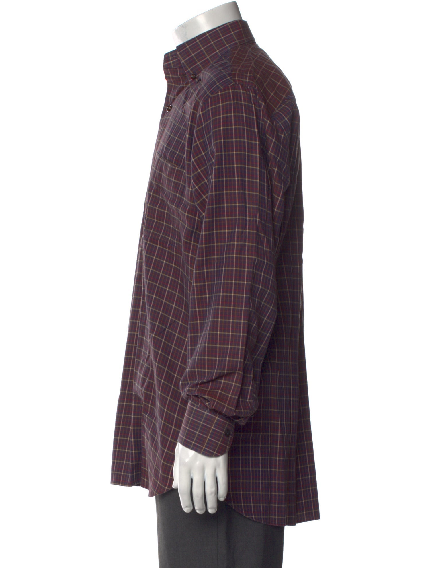 Paul Stuart Plaid Print Long Sleeve Dress Shirt