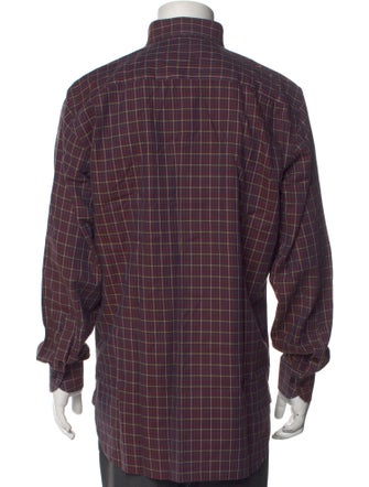 Paul Stuart Plaid Print Long Sleeve Dress Shirt