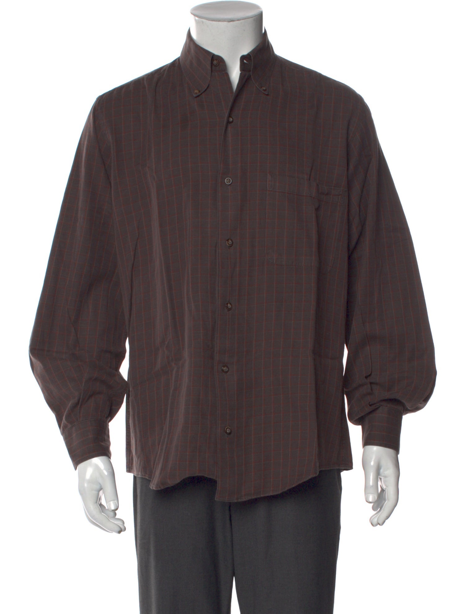 Paul Stuart Plaid Print Long Sleeve Dress Shirt